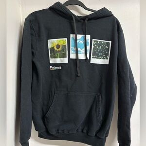 Polaroid Black Hoodie with Graphic Prints